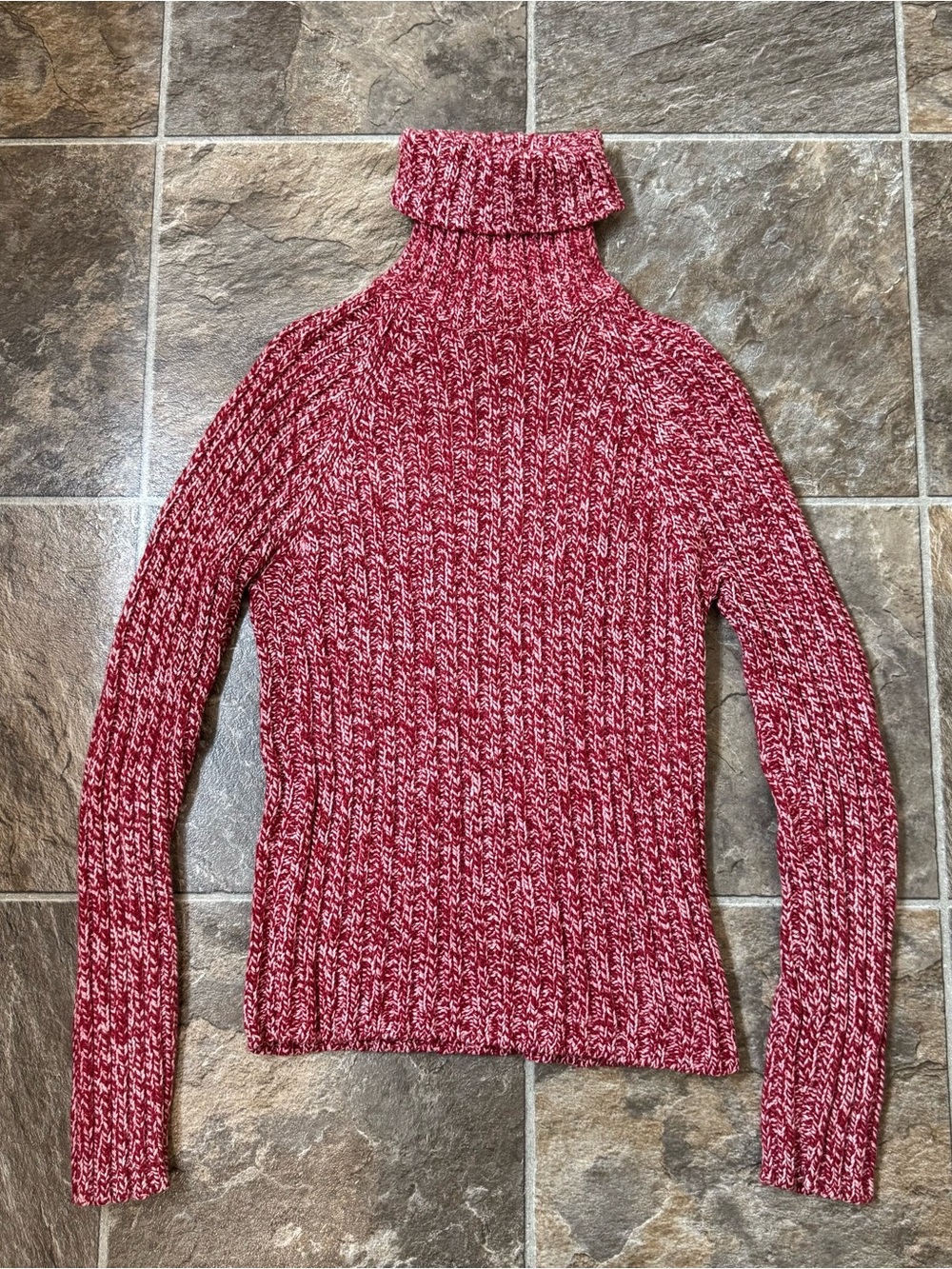 Club Monaco Merino Wool blend Chunky Knit Turtleneck Sweater Barbie Pink Medium